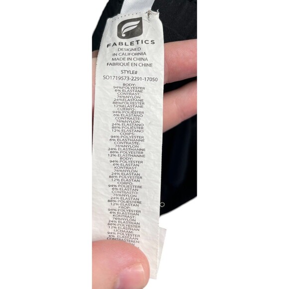 Fabletics Shorts Women's Size Large Purple Stripes Stretch Waist - Picture 5 of 5